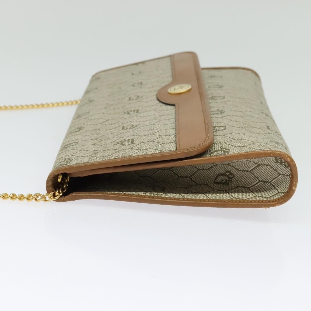 Christian Dior Vintage Honeycomb Chain Canvas Beige Canvas Bag (Pre-Owned)