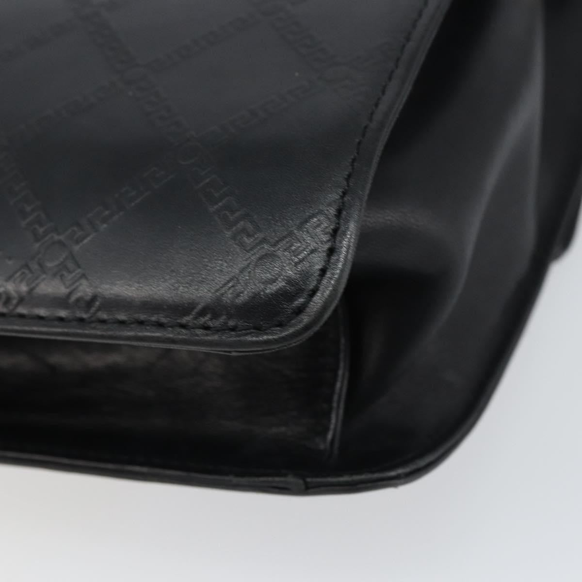 Versace Vintage Leather Black Leather Handbag (Pre-Owned)