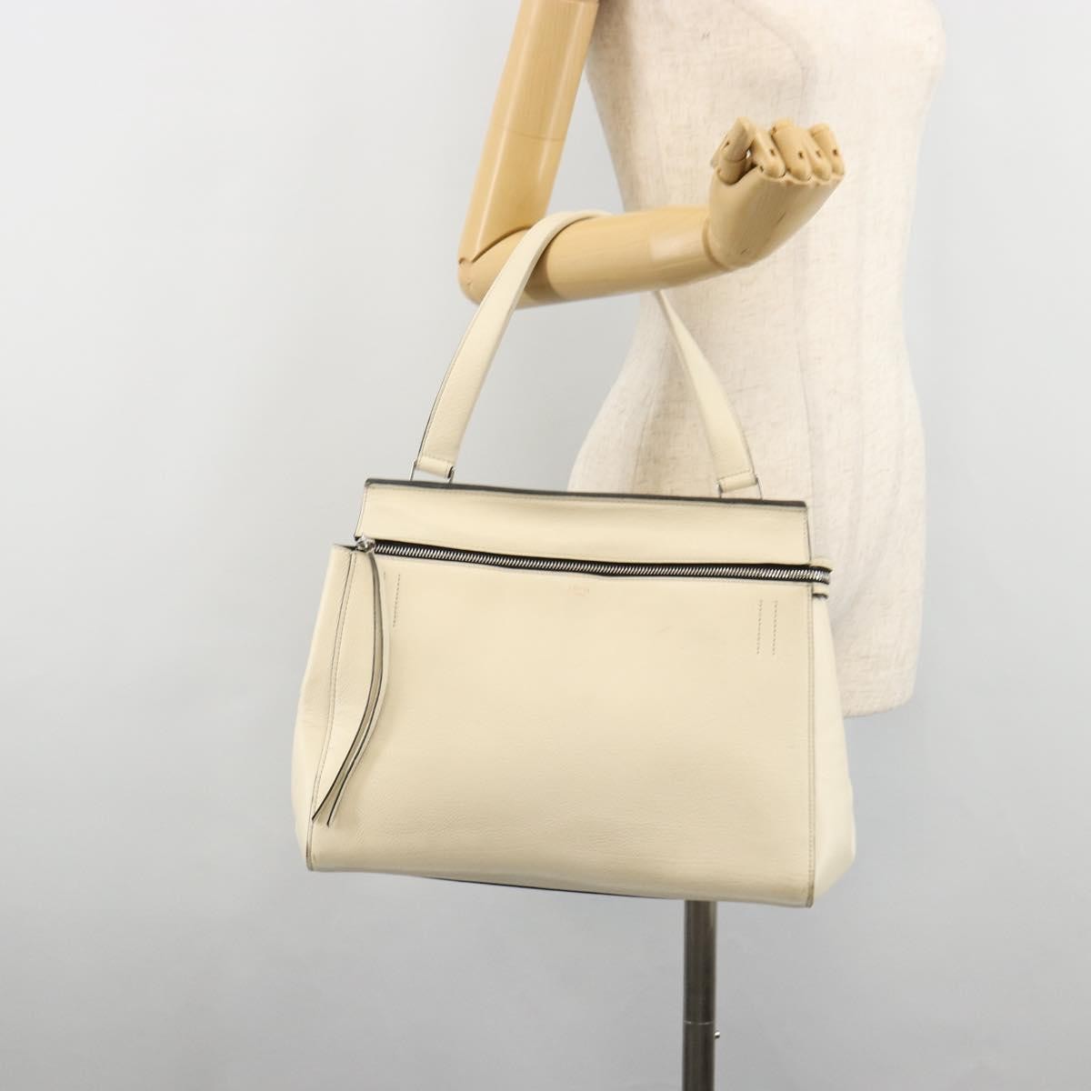 Celine Edge Leather White Leather Handbag (Pre-Owned)