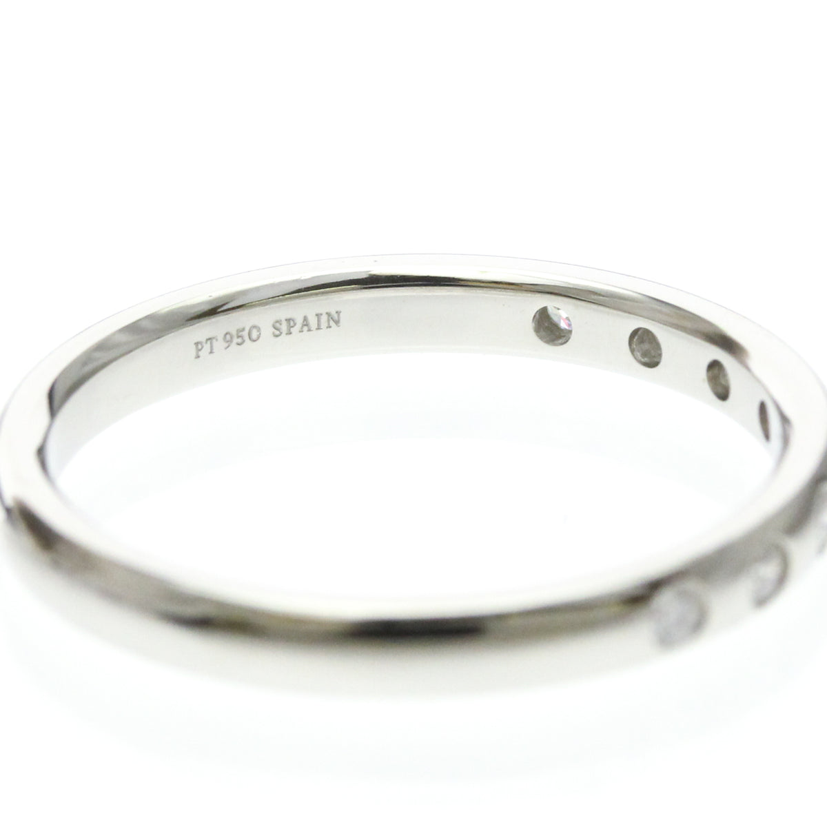 Tiffany & Co. Stacking Band Ring With 8 Diamonds Platinum Silver Platinum Ring Jewelry (Pre-Owned)
