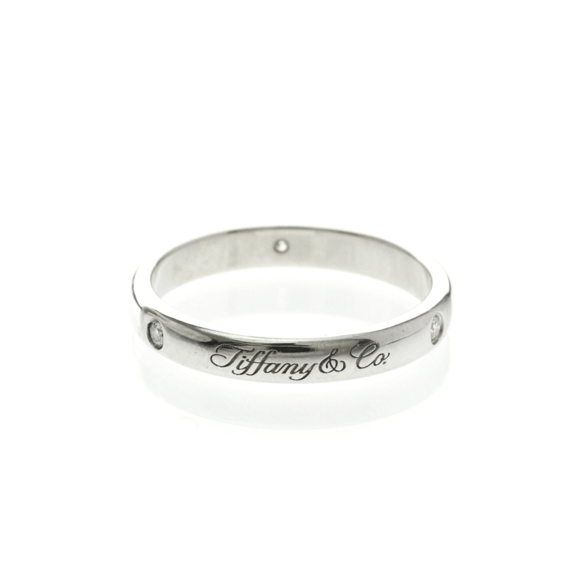 Tiffany & Co. Notes Wedding Band Platinum With Diamonds Silver Platinum Ring Jewelry (Pre-Owned)