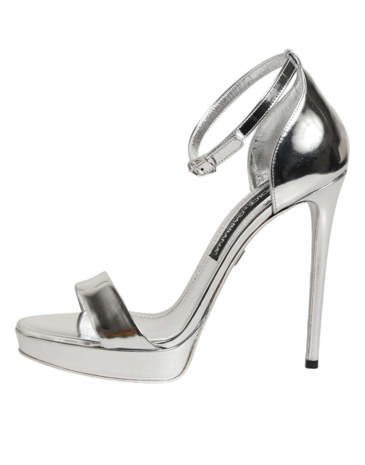 Dolce & Gabbana Silver Leather Platform Keira Sandals Women's Shoes