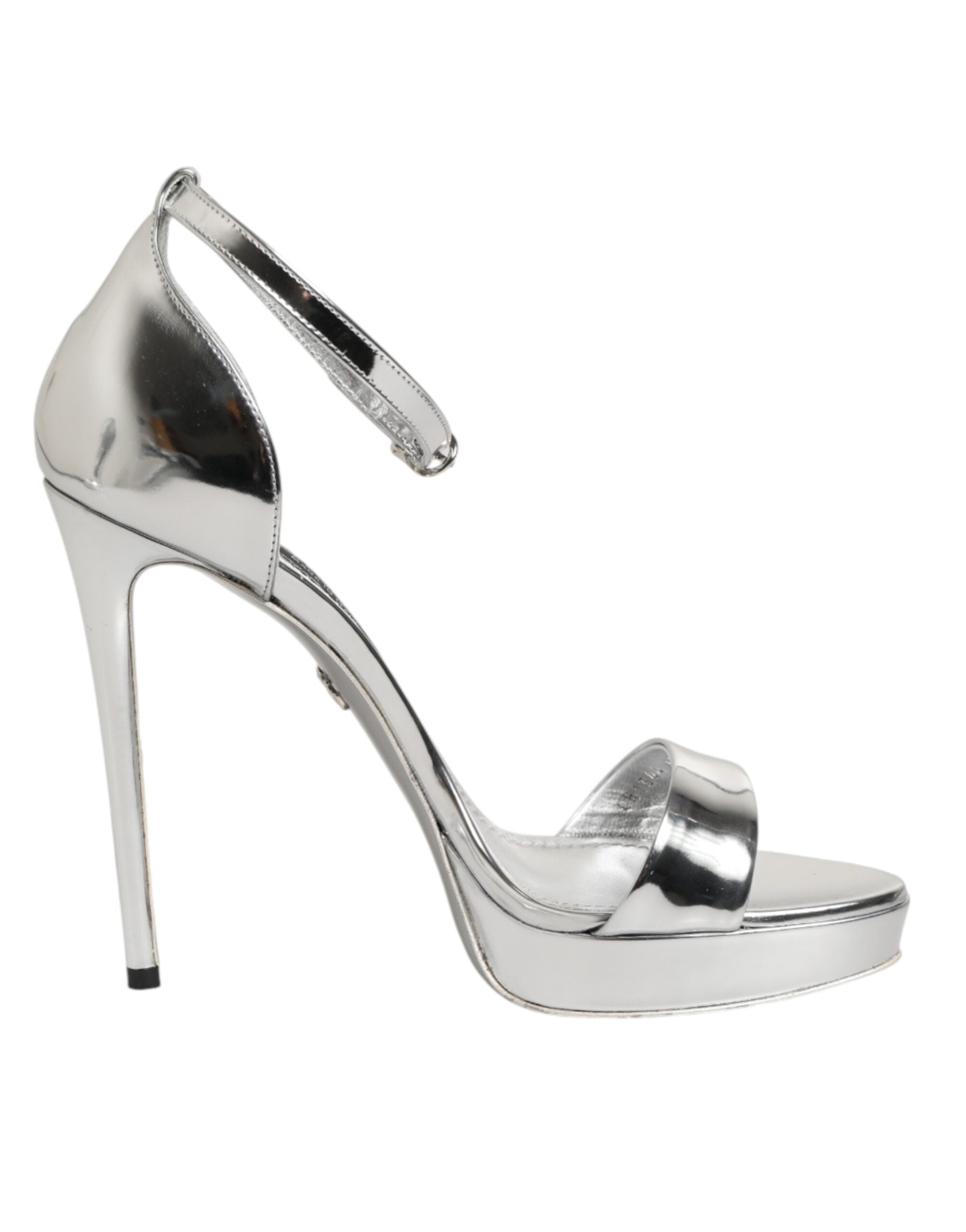 Dolce & Gabbana Silver Leather Platform Keira Sandals Women's Shoes