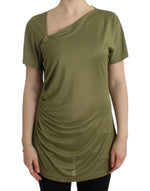 Cavalli Elegant Green Jersey Blouse with Gold Women's Accents