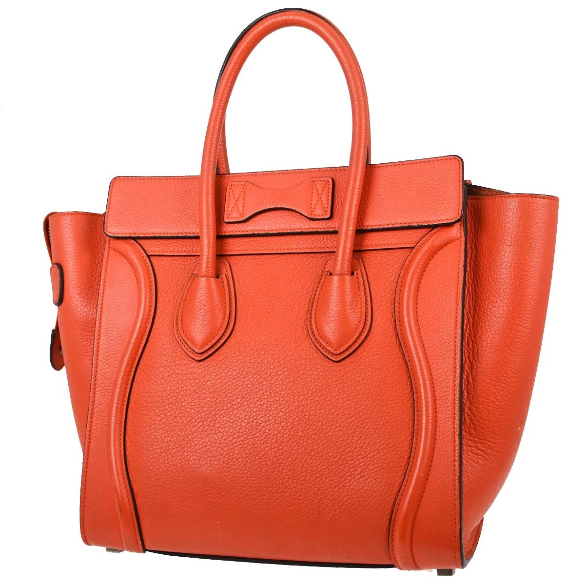 Celine Luggage Grainy Leather Red Leather Handbag (Pre-Owned)