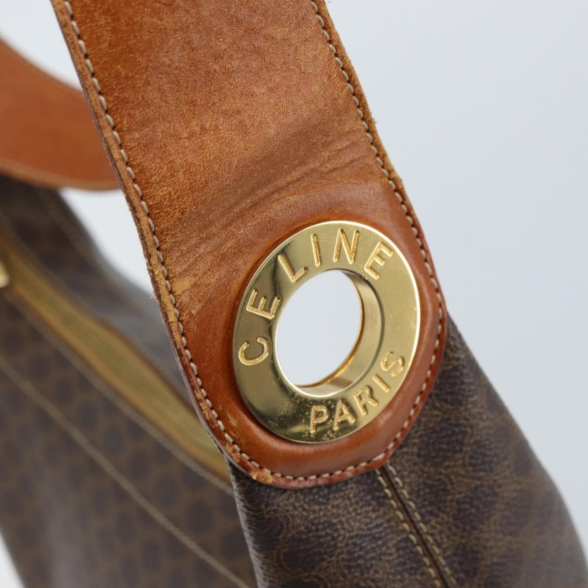 Celine Vintage Macadam Canvas And Leather Brown Canvas Shoulder Bag Bag (Pre-Owned)