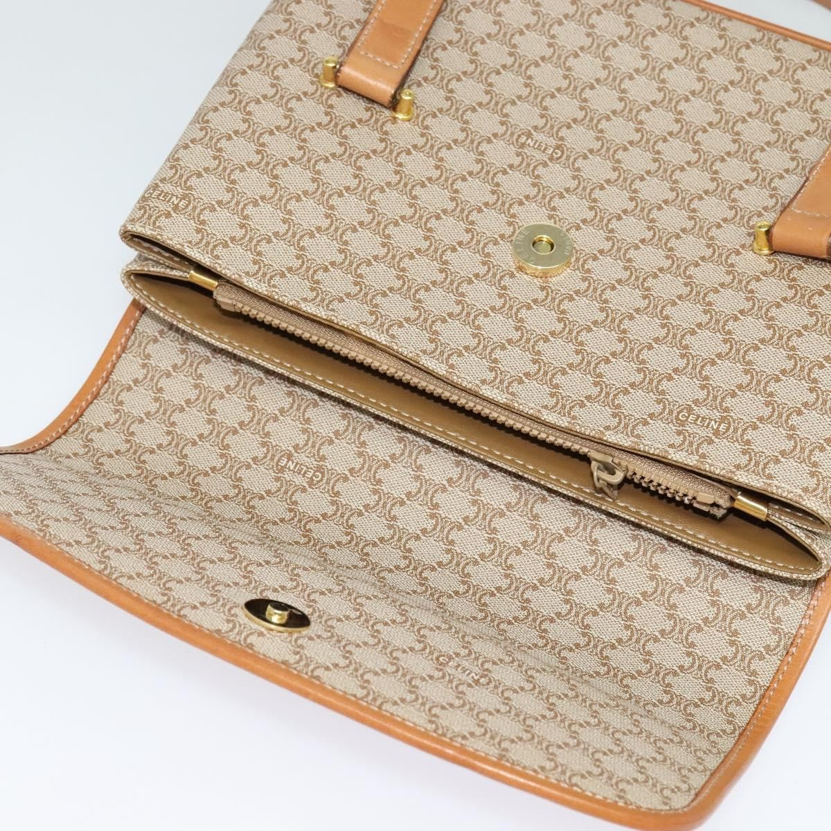 Celine Vintage Macadam Canvas And Leather Beige Canvas Handbag (Pre-Owned)