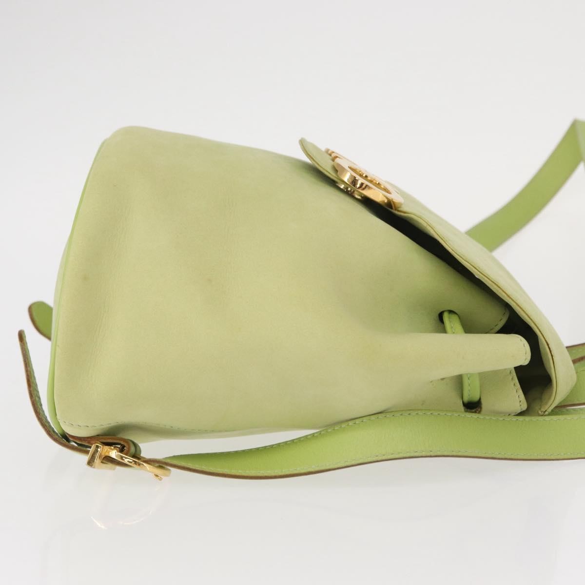 Salvatore Ferragamo Gancini Suede Green Suede Backpack Bag (Pre-Owned)