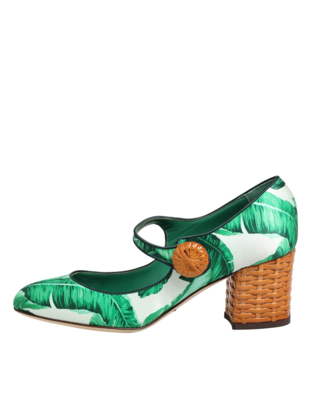 Dolce & Gabbana Green Silk MARY JANES Leaf Sandals Women's Shoes