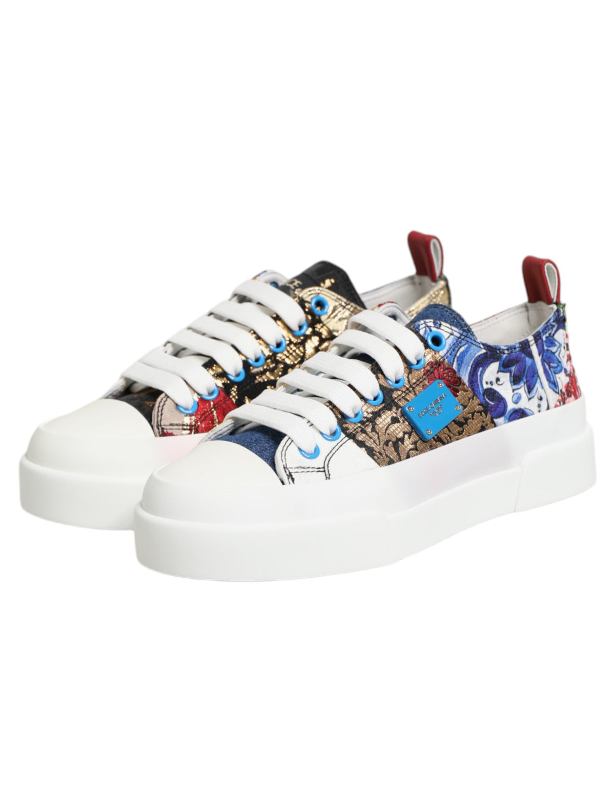 Dolce & Gabbana Multicolor Patchwork Low Top Sneakers Women's Shoes
