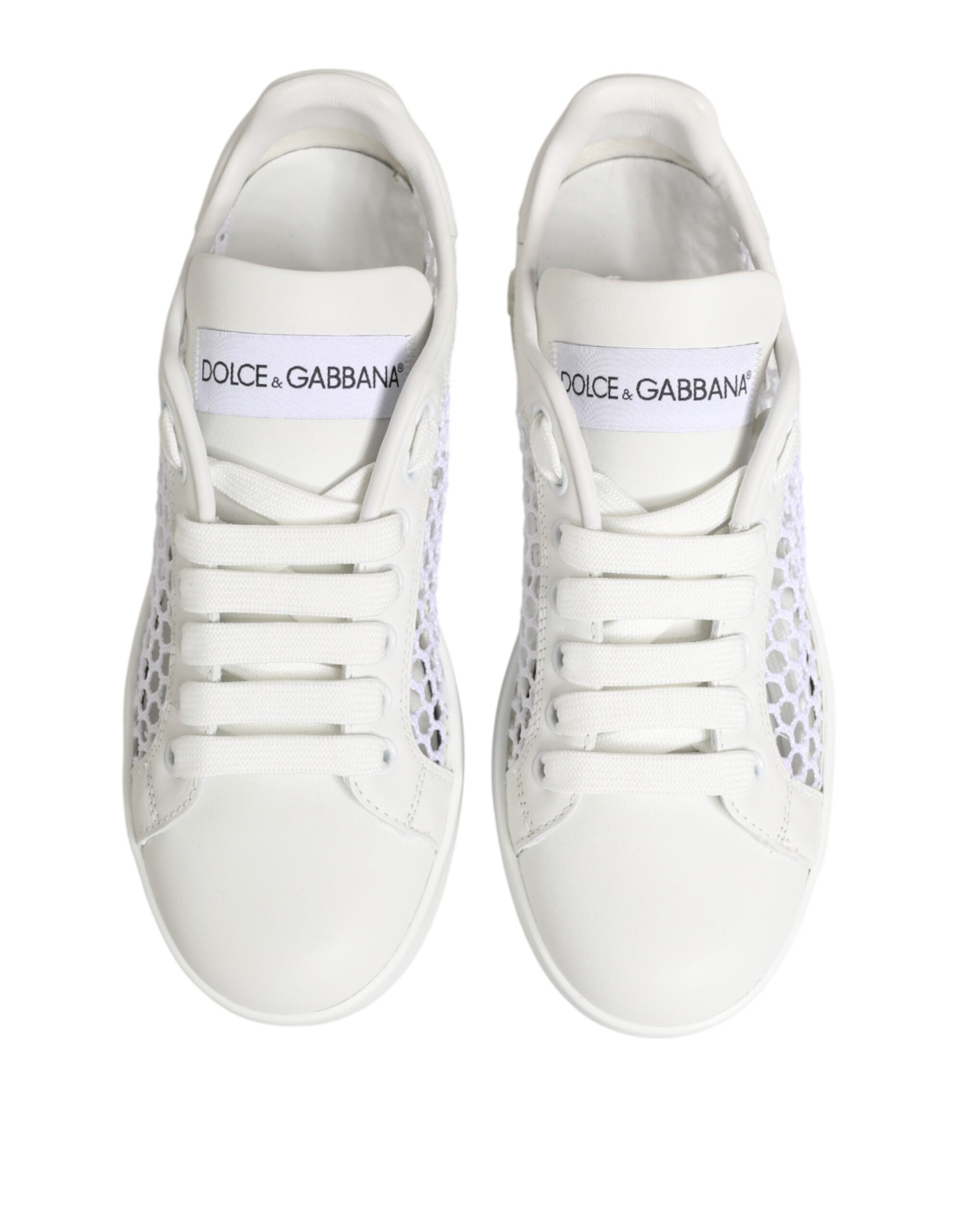 Dolce & Gabbana White Mesh Inserts Low Top Sneakers Women's Shoes