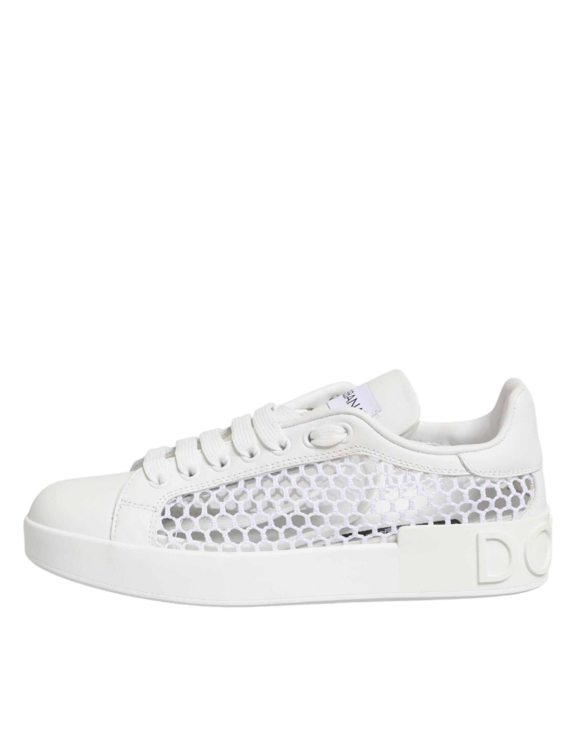 Dolce & Gabbana White Mesh Inserts Low Top Sneakers Women's Shoes