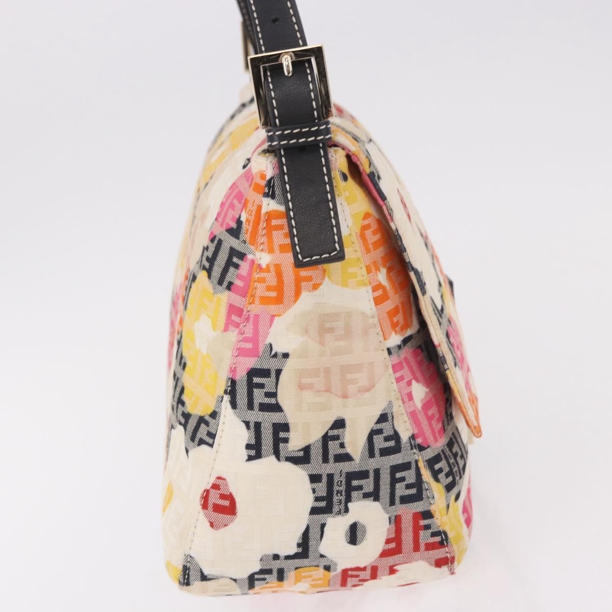 Fendi Mamma Baguette Zucca Jacquard Velvet Multicolour Canvas Shoulder Bag Bag (Pre-Owned)