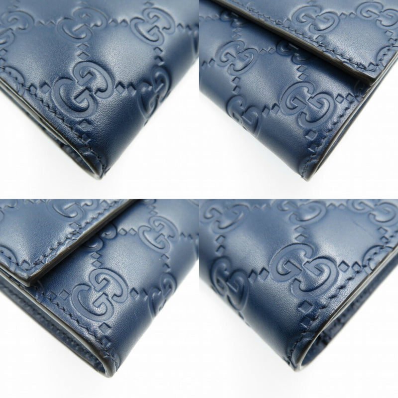 Gucci Continental Navy Leather Wallet  (Pre-Owned)