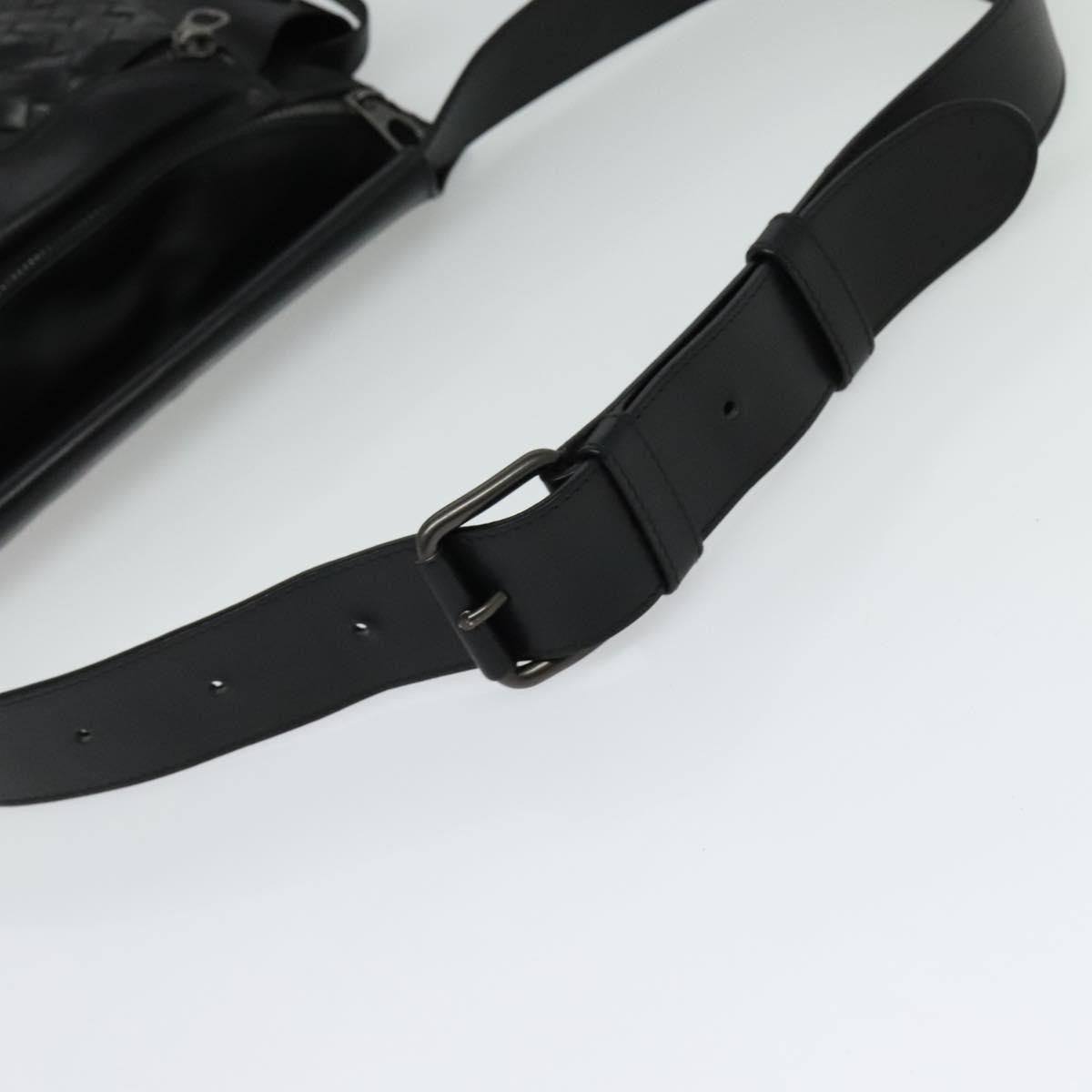 Bottega Veneta Utility Waist Leather With Intrecciato Black Leather Shoulder Bag Bag (Pre-Owned)