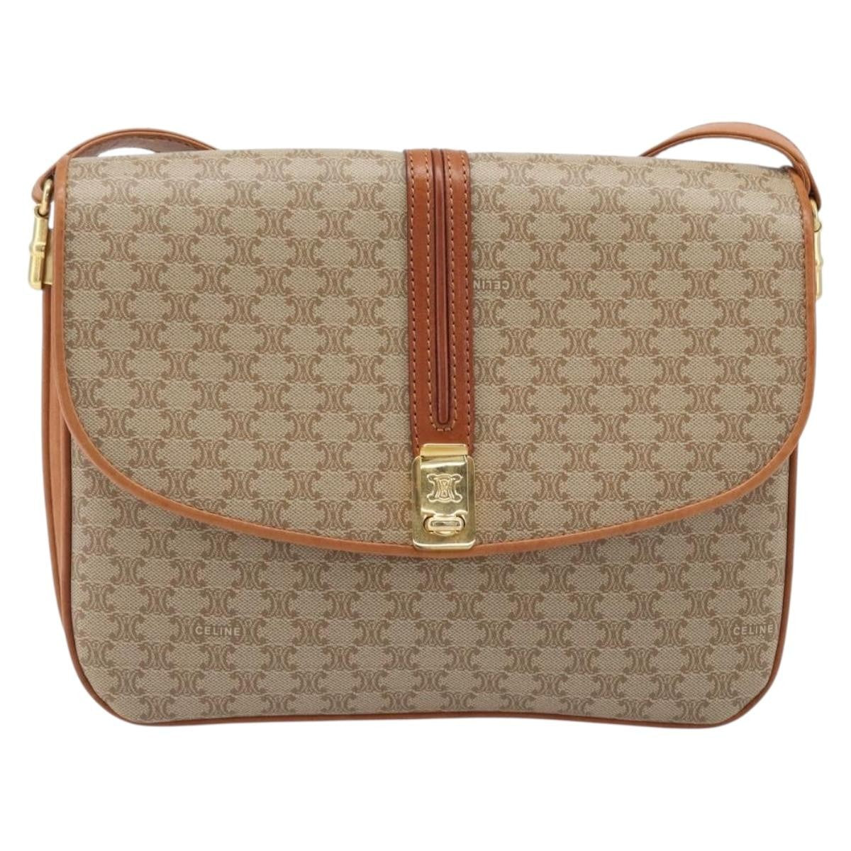 Celine Vintage Macadam Canvas And Leather Beige Canvas Shoulder Bag Bag (Pre-Owned)