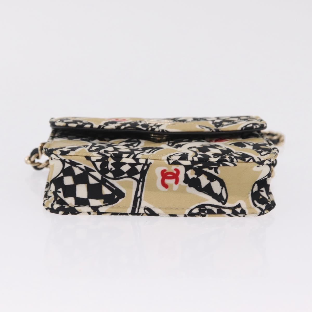 Chanel Flap Card Holder On Chain Quilted Printed Canvas Multicolour Canvas Crossbody Bag Bag (Pre-Owned)