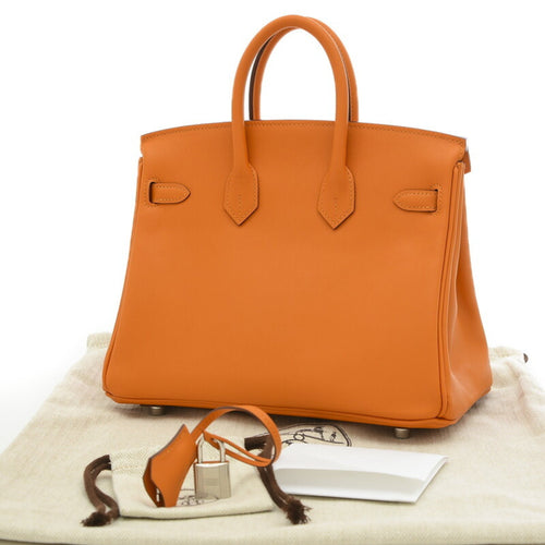 Hermès Birkin 25 Orange Leather Handbag (Pre-Owned)