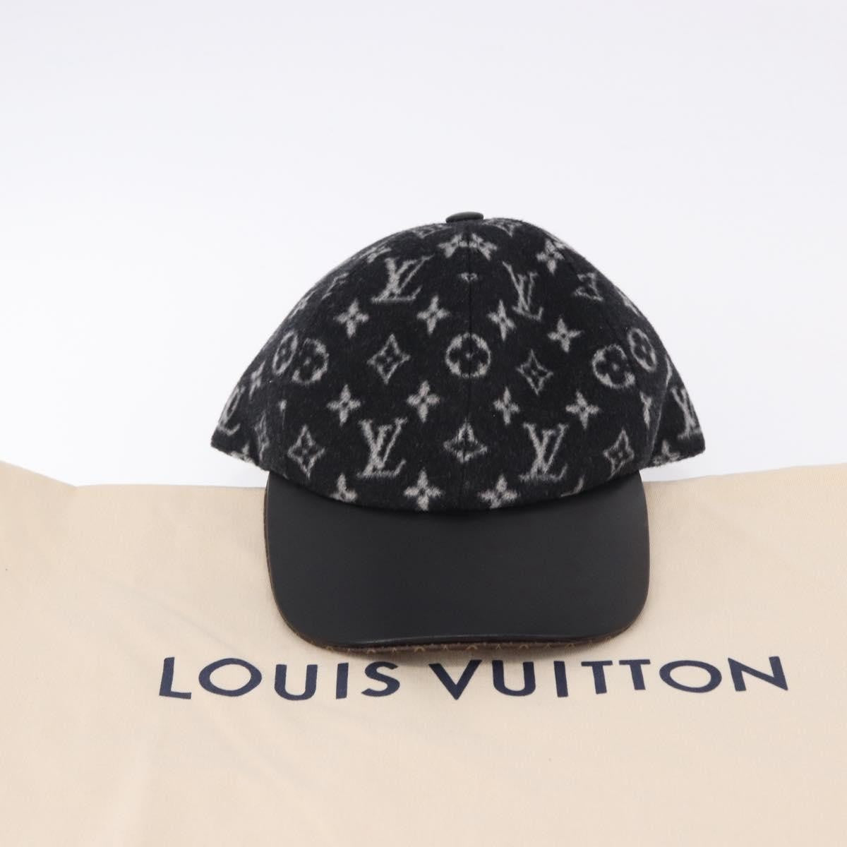 Louis Vuitton Carry On Baseball Cap Monogram Wool And Leather Black Wool Head Accessory Accessory (Pre-Owned)