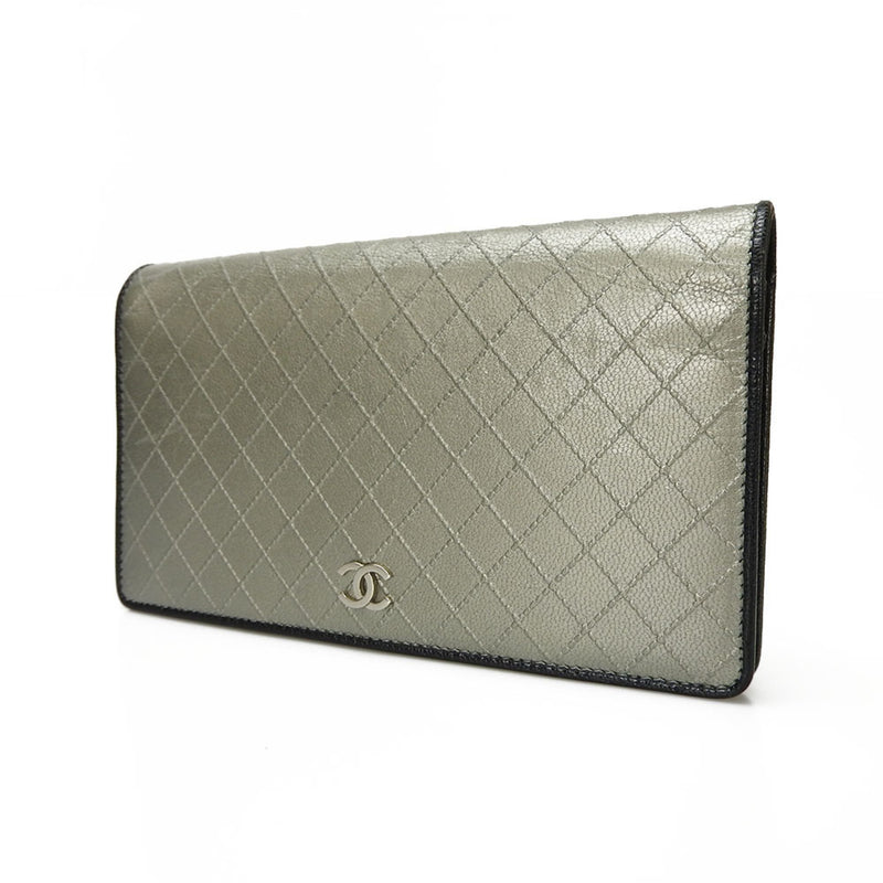 Chanel Logo Cc Silver Leather Wallet  (Pre-Owned)