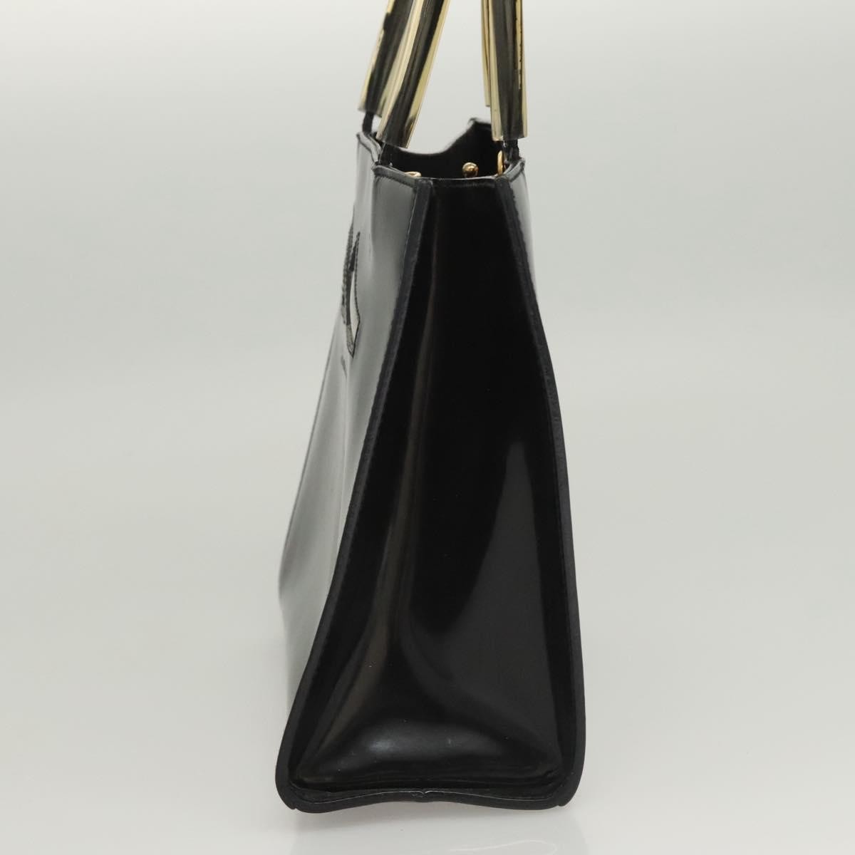 Salvatore Ferragamo Vintage Patent Leather Black Patent_Leather Handbag (Pre-Owned)