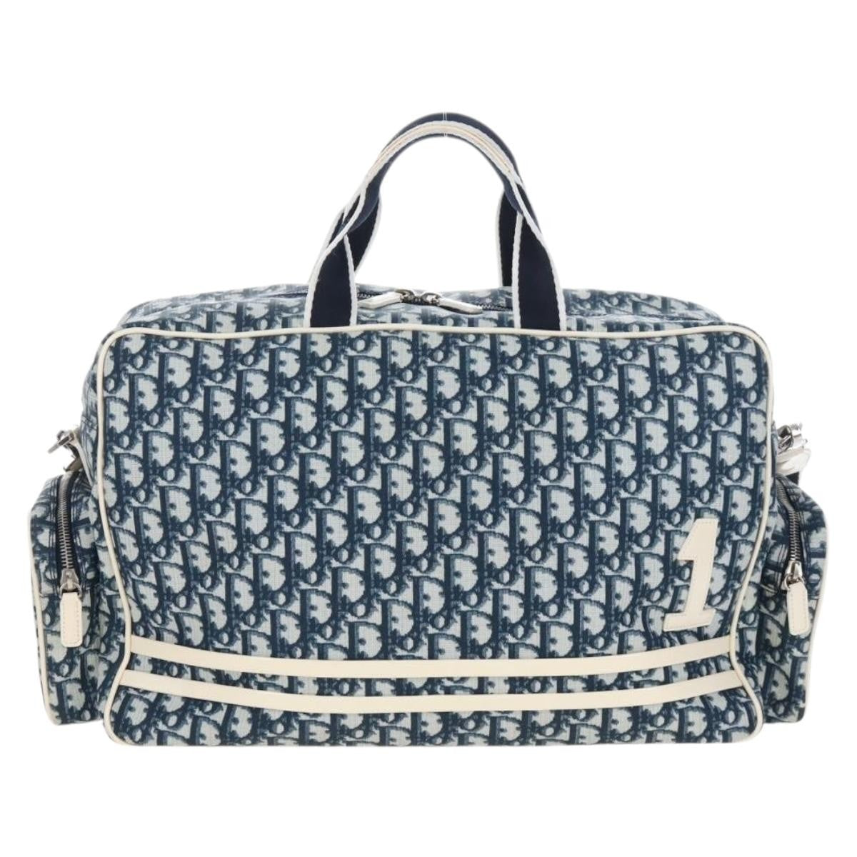 Christian Dior Vintage Girly Boston Diorissimo Canvas Navy Canvas Handbag (Pre-Owned)
