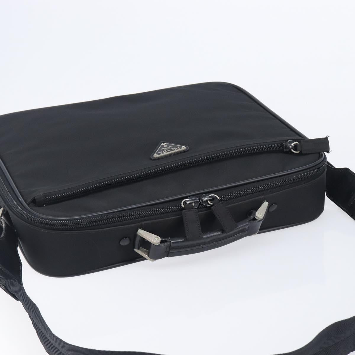 Prada Briefcase Tessuto And Saffiano Leather Black Nylon Briefcase Bag (Pre-Owned)