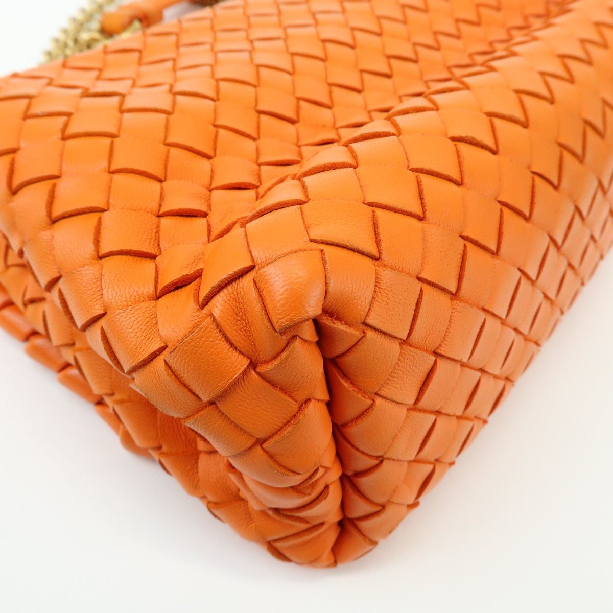 Bottega Veneta Olimpia Intrecciato Nappa Orange Leather Crossbody Bag Bag (Pre-Owned)
