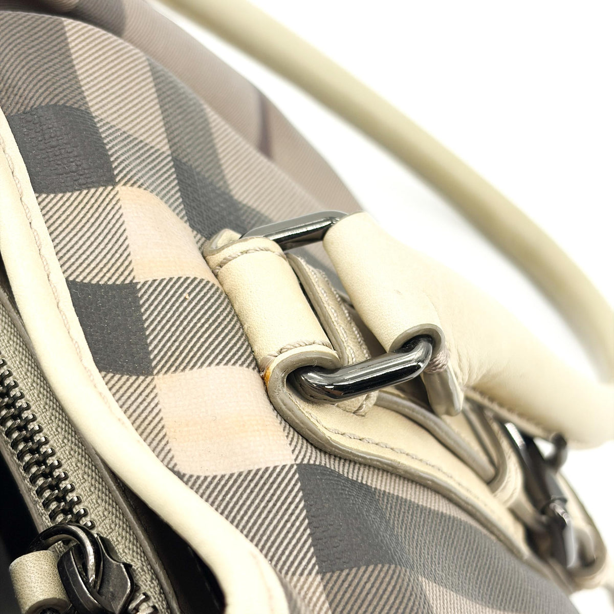 Burberry Manor Quilted Leather Black Canvas Handbag (Pre-Owned)