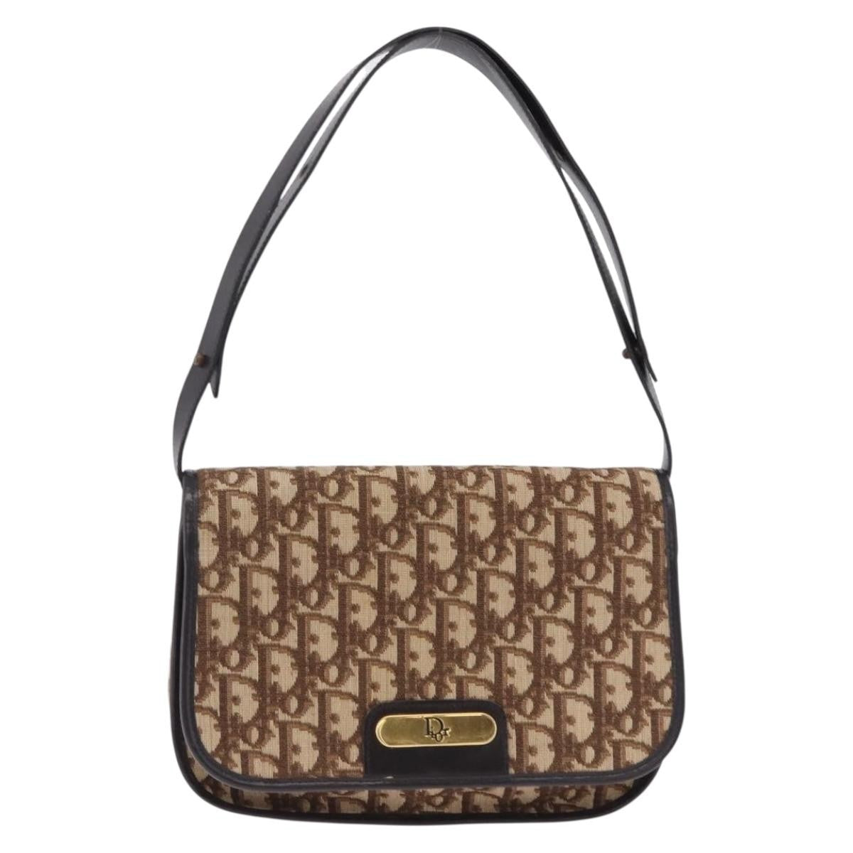 Christian Dior Trotter Shoulder Bag Sequins Beige Canvas Shoulder Bag Bag (Pre-Owned)