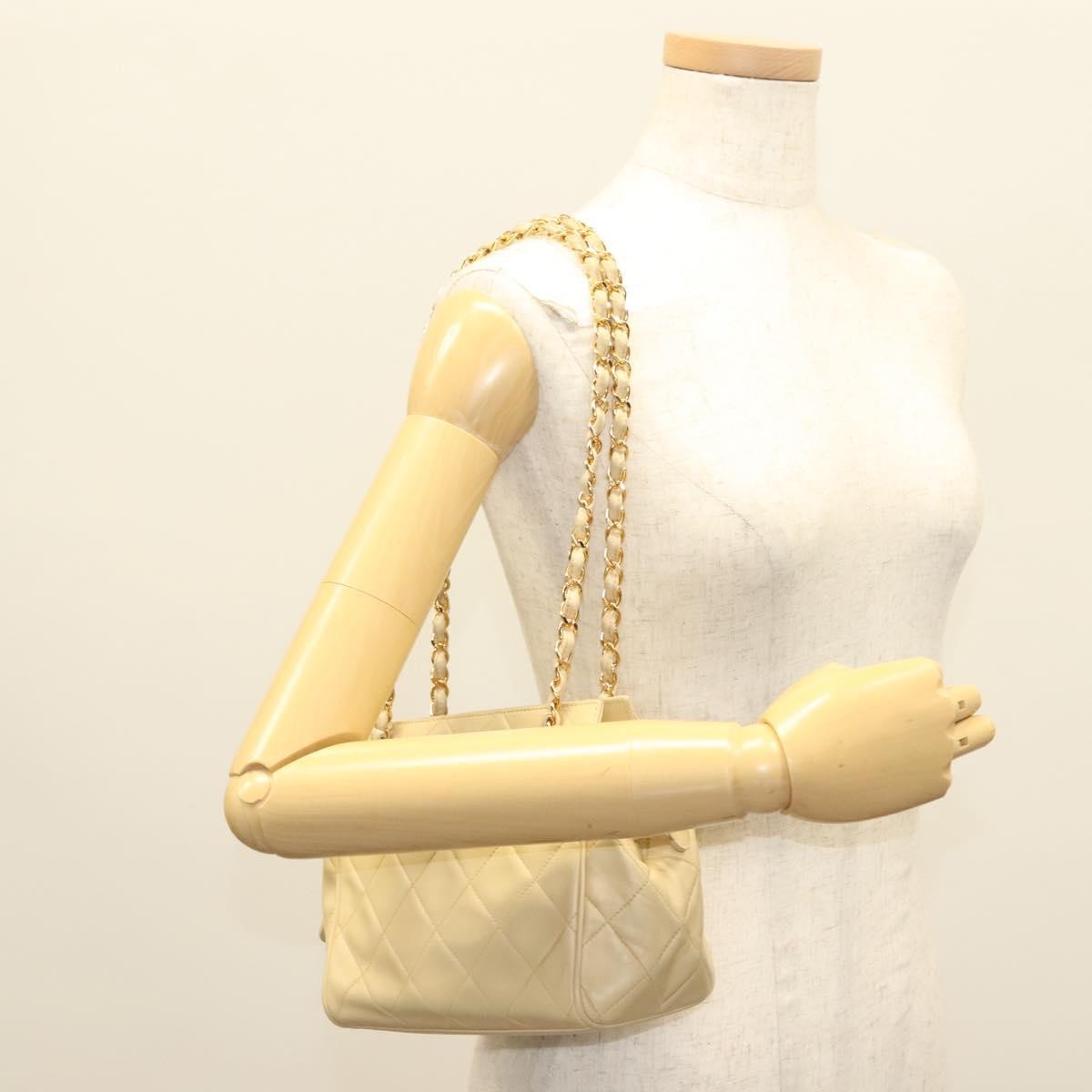 Chanel Chain Leather Beige Leather Shoulder Bag Bag (Pre-Owned)