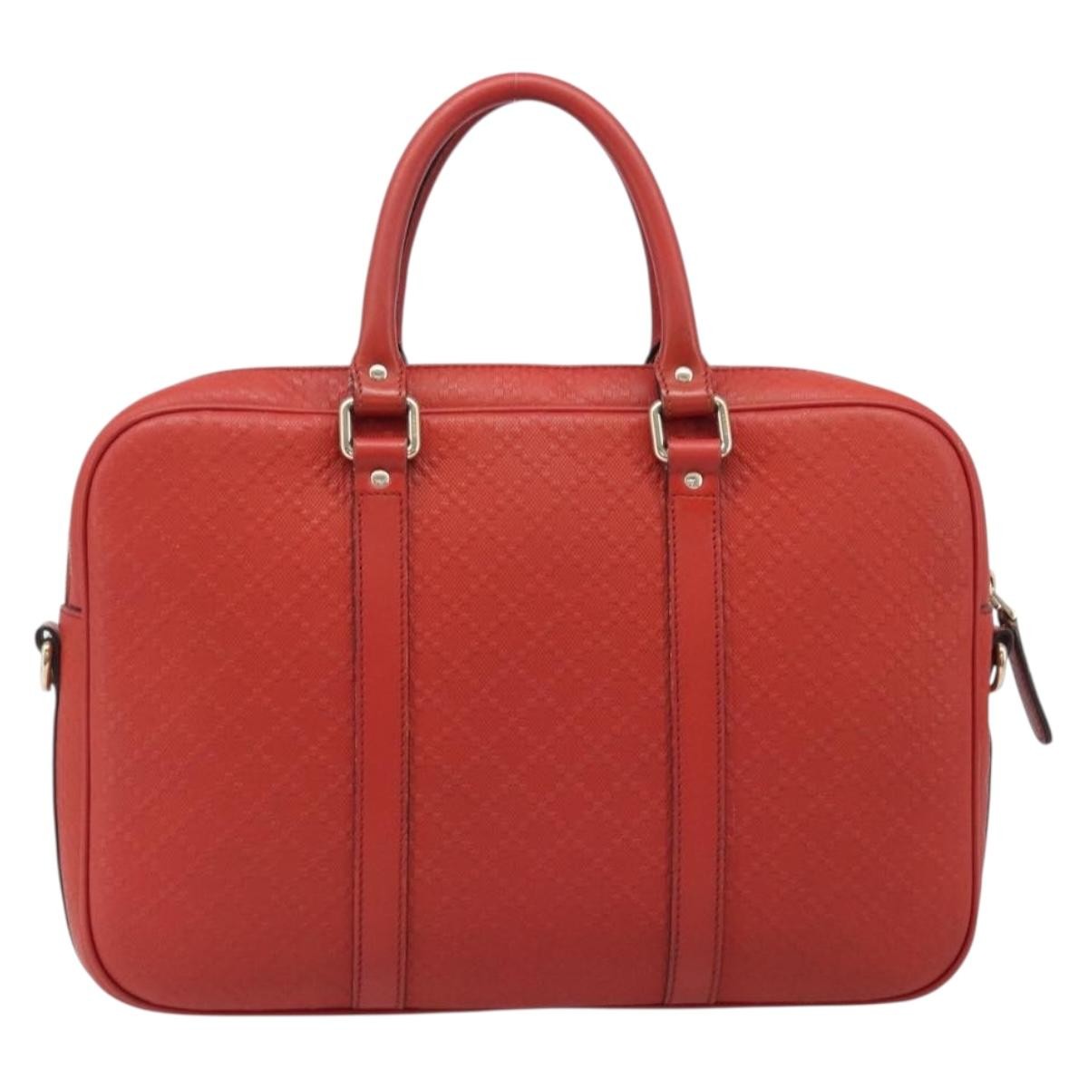 Gucci Bright Convertible Diamante Leather Red Leather Briefcase Bag (Pre-Owned)