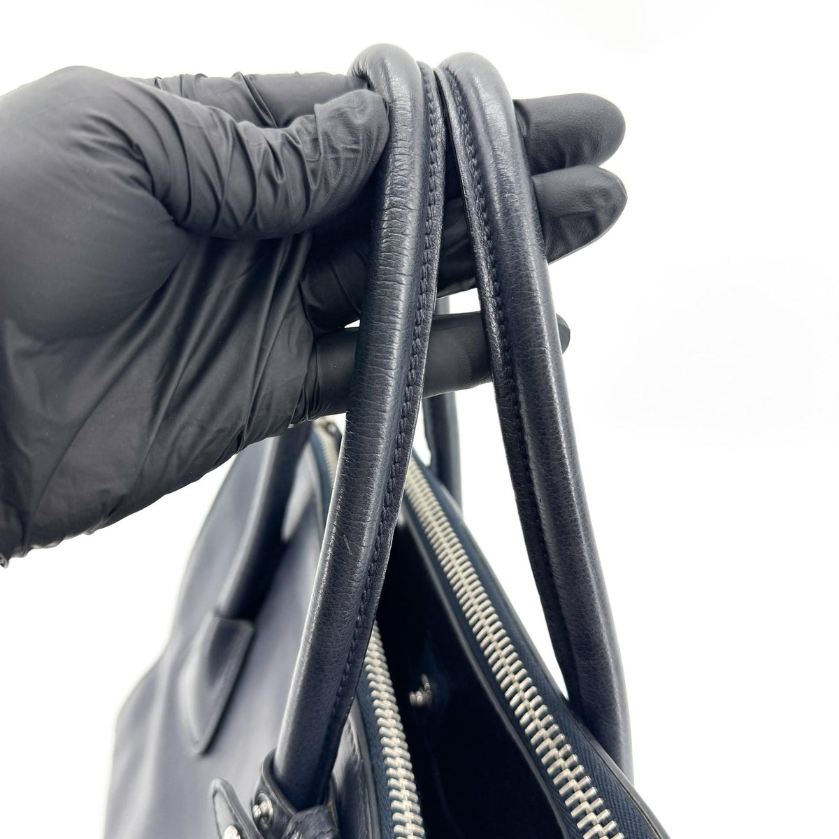 Prada Twin Pocket Convertible Leather Black Leather Tote Bag Bag (Pre-Owned)
