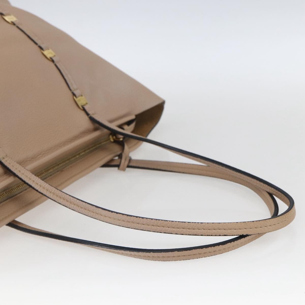 Salvatore Ferragamo Vala Tote Leather Beige Leather Tote Bag Bag (Pre-Owned)