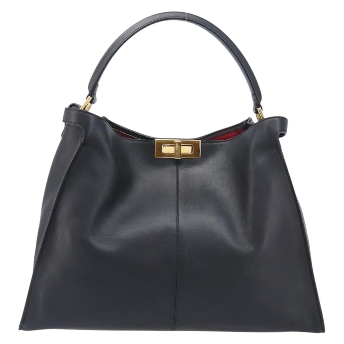 Fendi Peekaboo X-Lite Leather Black Leather Handbag (Pre-Owned)