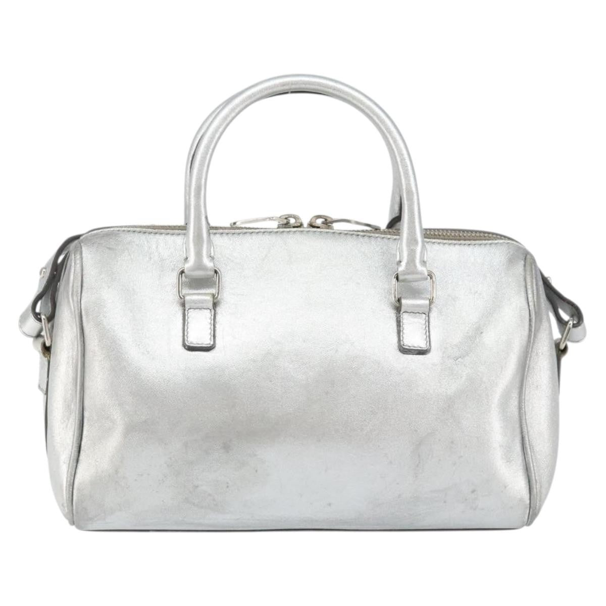 Saint Laurent Classic Duffle Leather Silver Leather Handbag (Pre-Owned)