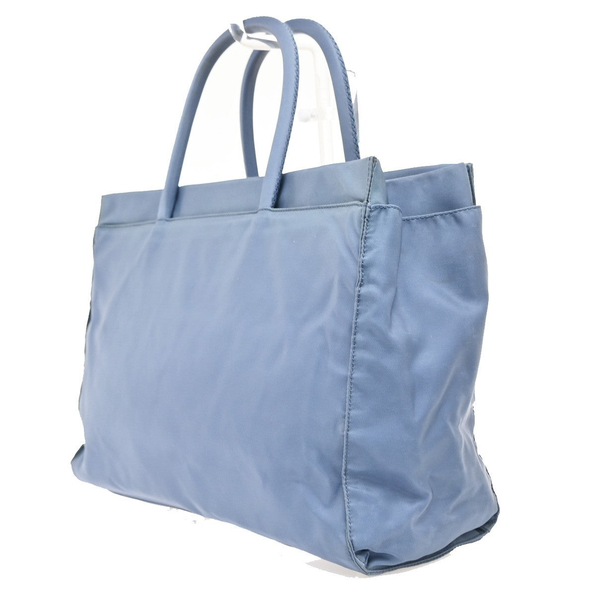 Prada Tessuto Tote Nylon And Leather Blue Nylon Handbag (Pre-Owned)