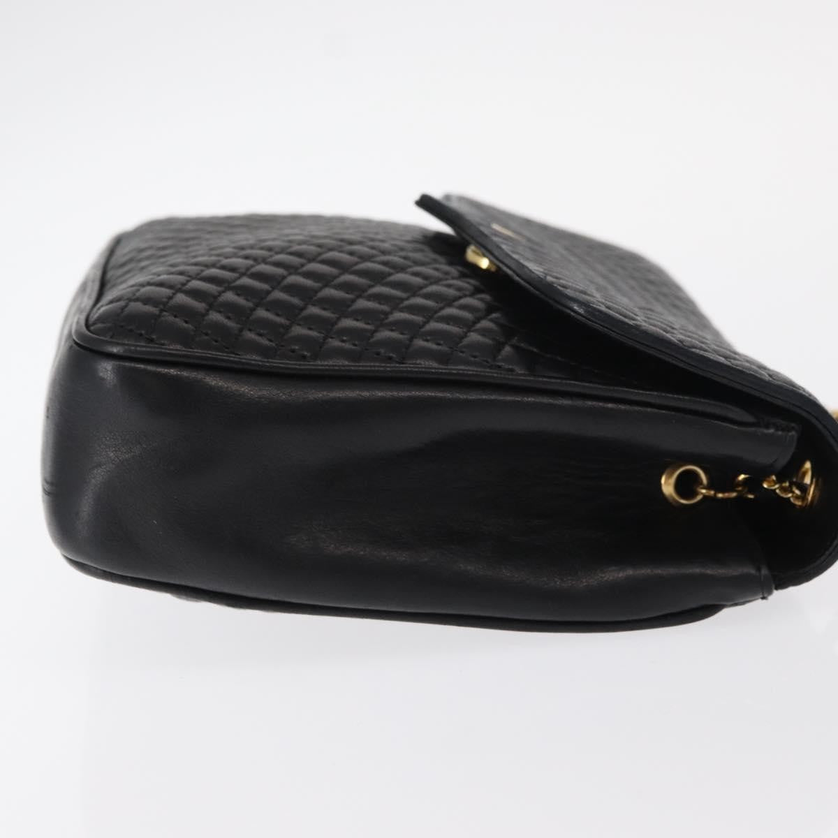 Bally Vintage Chain Quilted Leather Black Leather Shoulder Bag Bag (Pre-Owned)