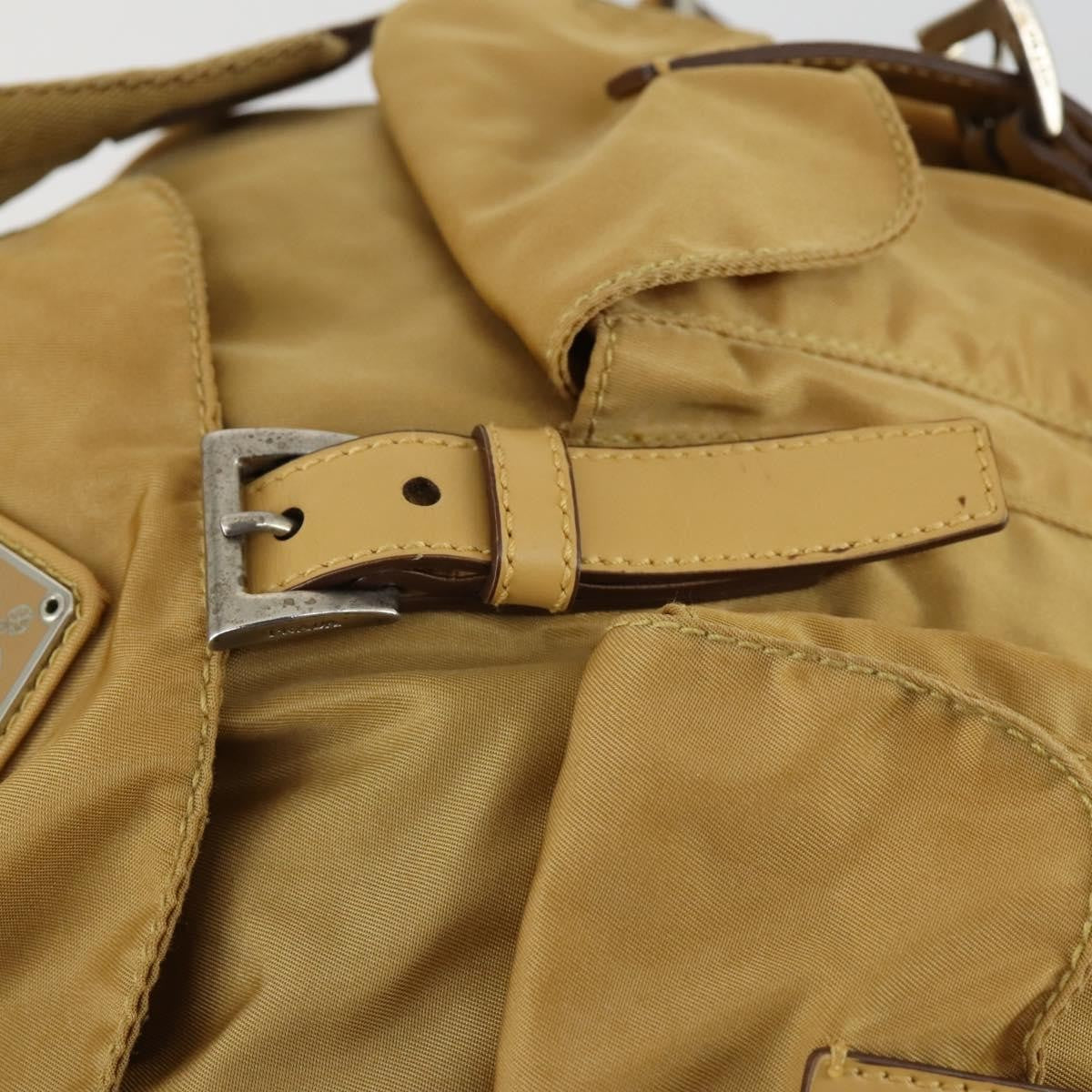 Off White Double Front Pocket Printed Canvas Beige Nylon Backpack Bag (Pre-Owned)