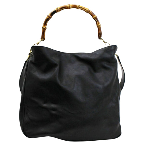 Gucci Bamboo Black Leather Tote Bag (Pre-Owned)