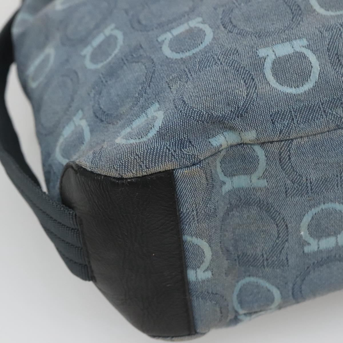 Salvatore Ferragamo Gancini Canvas Blue Canvas Shoulder Bag Bag (Pre-Owned)