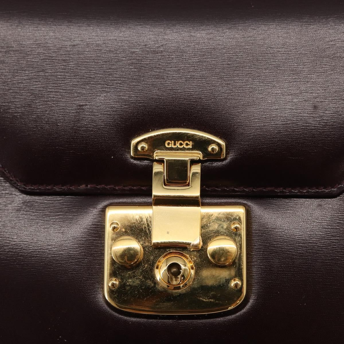 Gucci Vintage Lady Lock Top Handle Leather Burgundy Leather Handbag (Pre-Owned)