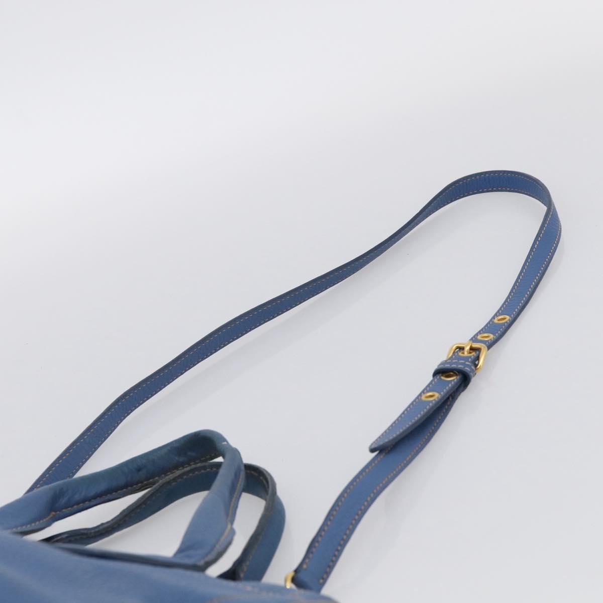 Miu Miu Beau Top Handle Leather Blue Leather Handbag (Pre-Owned)