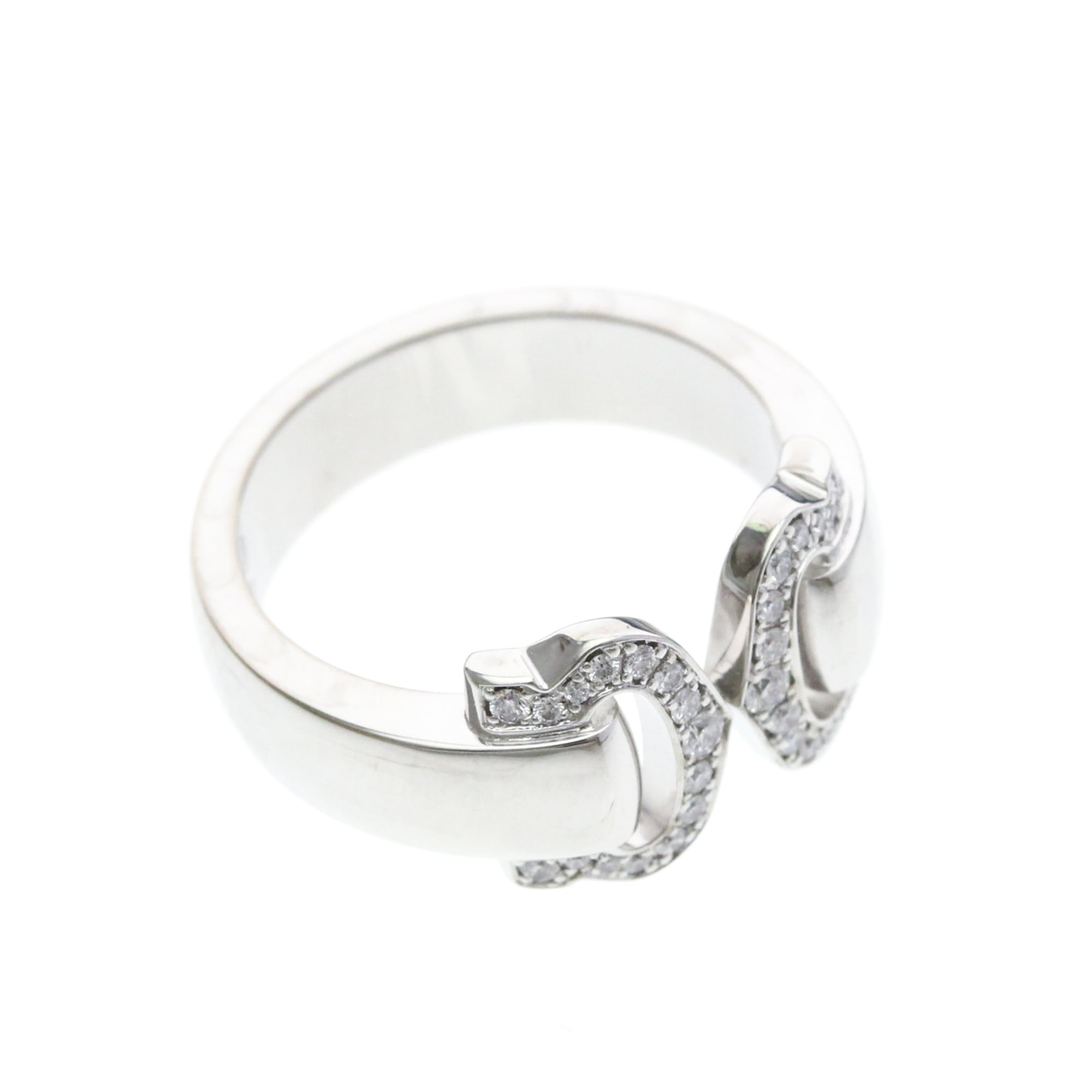 Cartier 2C De Cartier 18K White Gold Silver White_Gold Ring Jewelry (Pre-Owned)