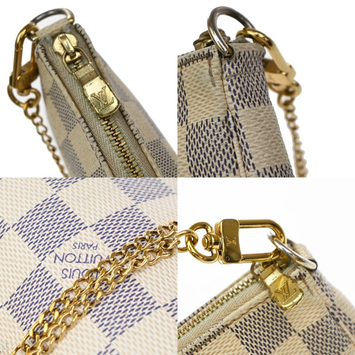 Louis Vuitton Mini Pochette Accessoires Damier Canvas White Canvas Clutche & Pouche Bag (Pre-Owned)