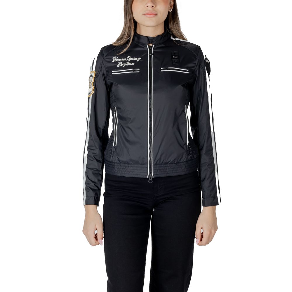 Blauer Black Polyamide Biker Women's Jacket