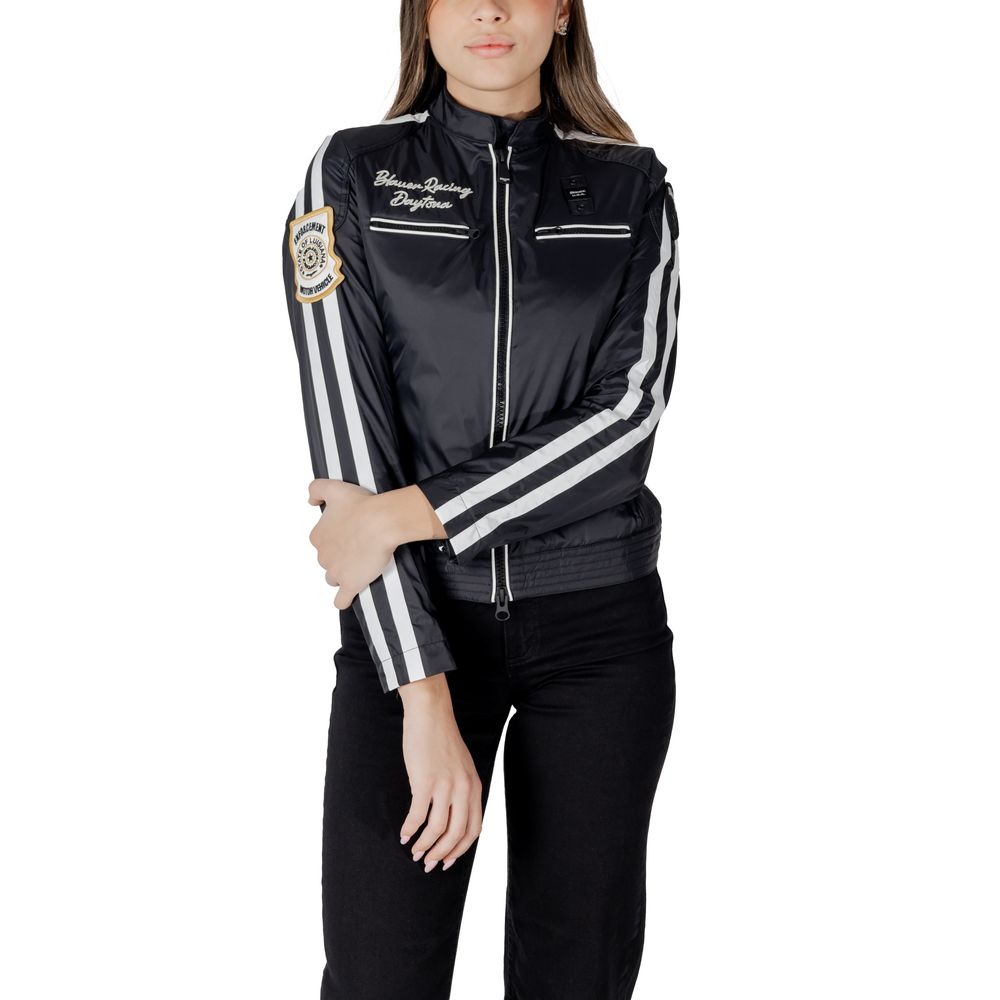 Blauer Black Polyamide Biker Women's Jacket