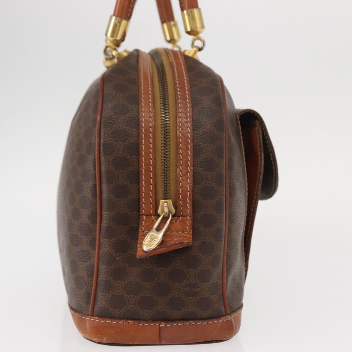 Celine Vintage Macadam Canvas And Leather Brown Canvas Handbag (Pre-Owned)