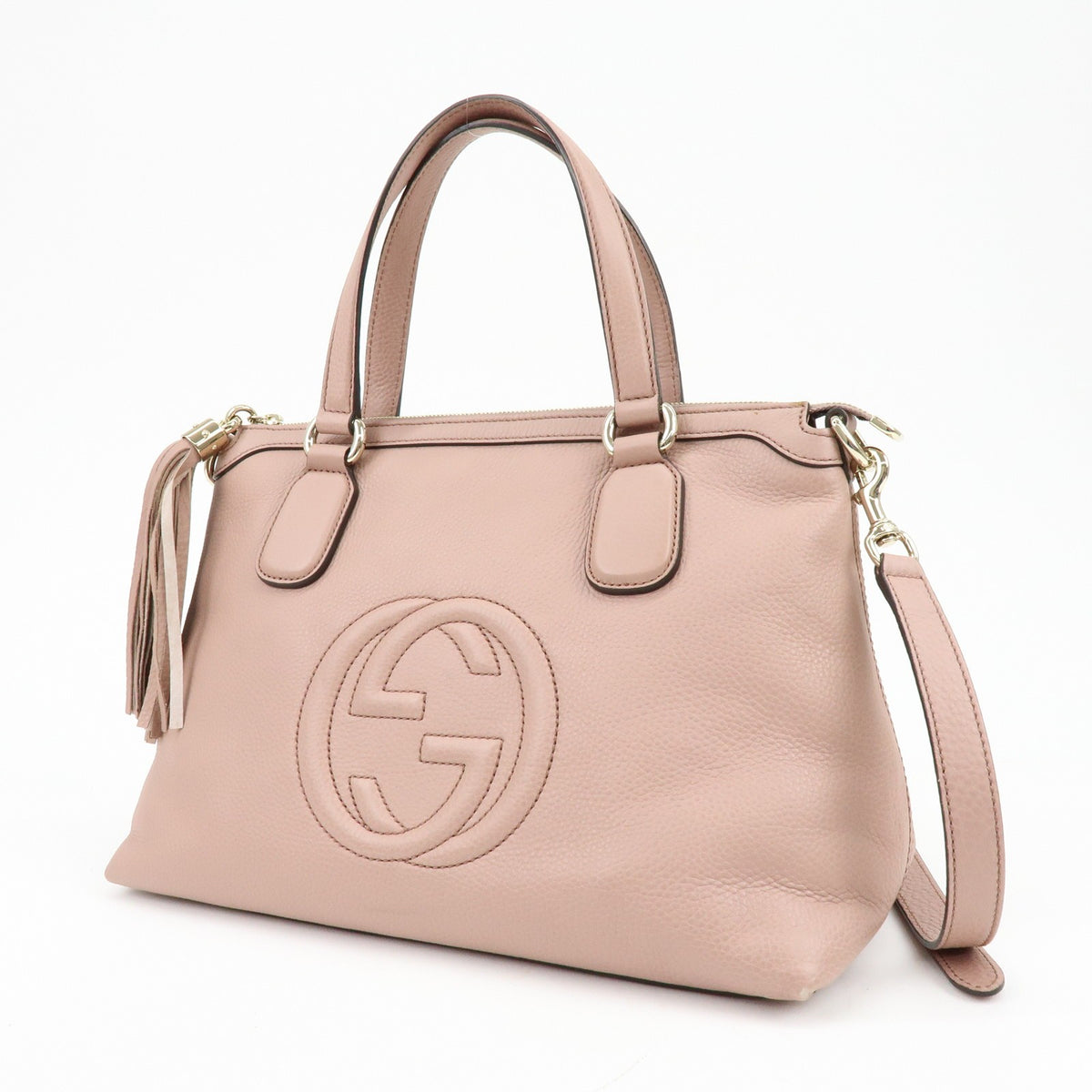 Gucci Soho Convertible Soft Top Handle Leather Pink Leather Handbag (Pre-Owned)