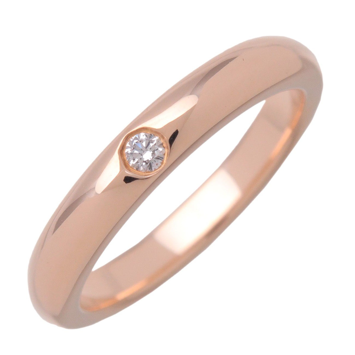 Tiffany & Co. Elsa Peretti 1 Diamond Stacking Band 18K Rose Gold With Diamond Gold Rose_Gold Ring Jewelry (Pre-Owned)